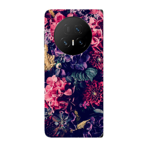Honor Magic V5 Purple and pink flowers Transparent Silicone TPU Θήκη